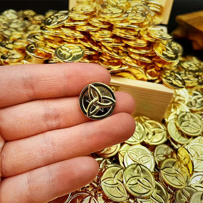 Genshin Impact Mora Cosplay Coins Anime Metal Golden Collection Xmas Birthday Gifts Festival Decor 10Pcs