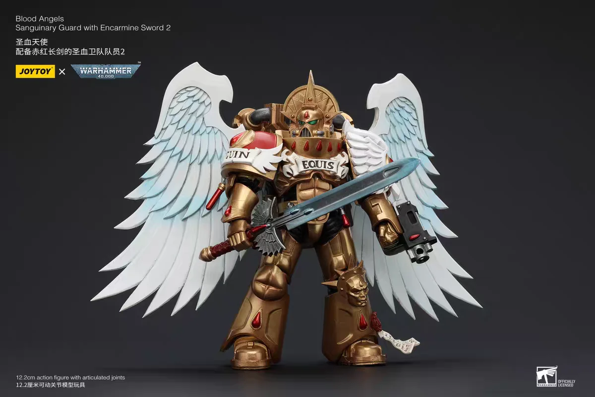 

In Stock JOYTOY Warhammer 40K Blood Angels Sanguinary Guard With Encarmine Sword 2 1/18 Action Figure Model Collection