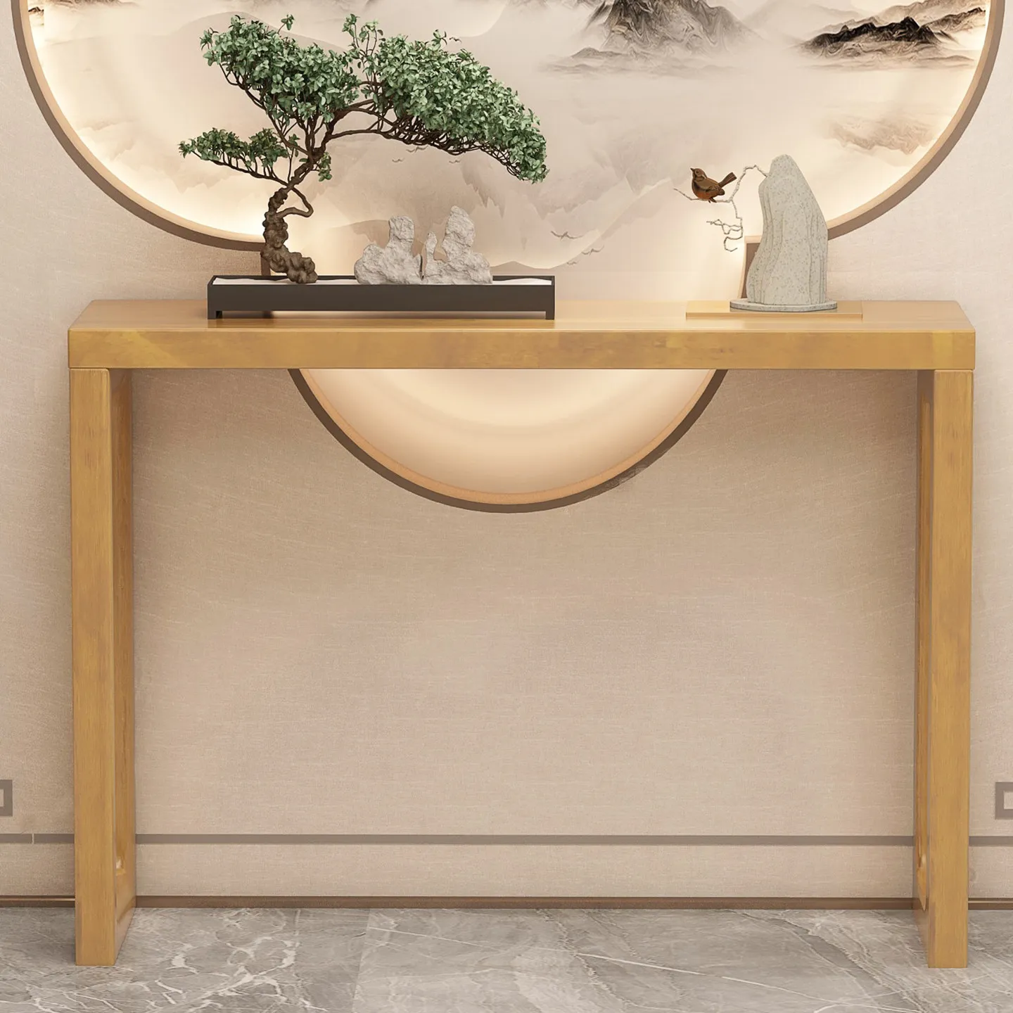 Cz new chinoiserie console table, long table for entryway, solid wood incense table, altar table, zen end table
