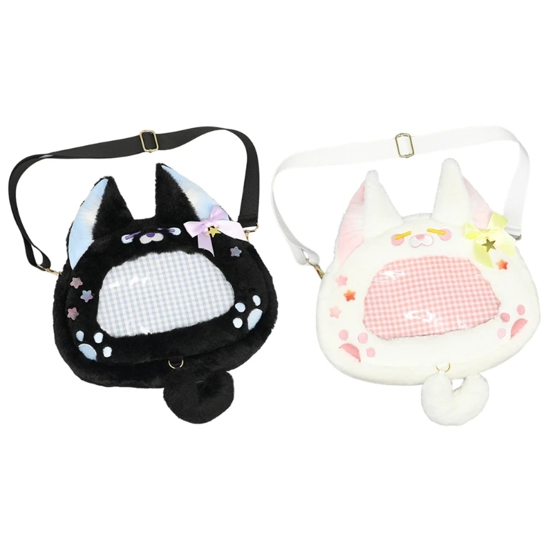 Harajuku Itabag Umhängetasche Umhängetasche Schöne Füchse Plüschtasche für den Winter