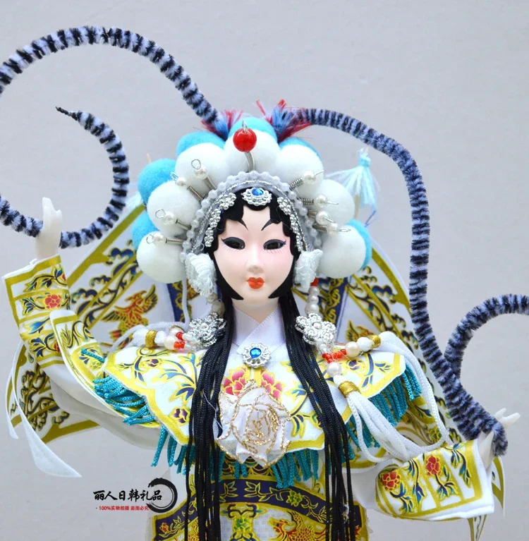 12inch Beijing Opera Doll Tradition Chinese Silk Dolls Handmade Statuette Figurines Ornaments Handicraft Gift Home Decoration