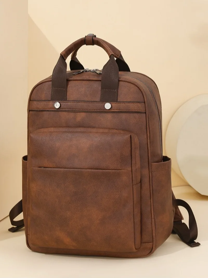 Large Capacity PU Leather Backpack for Women, Travel Commuter Daypack, Fashion Mommmy Bag, Waterproof College Backpack