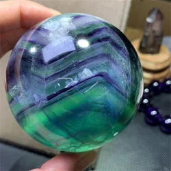 40mm Natural Colorful Fluorite Ball Healing Crystals Quartz Divination Sphere Gemstone Sculpture Figurine with Stand