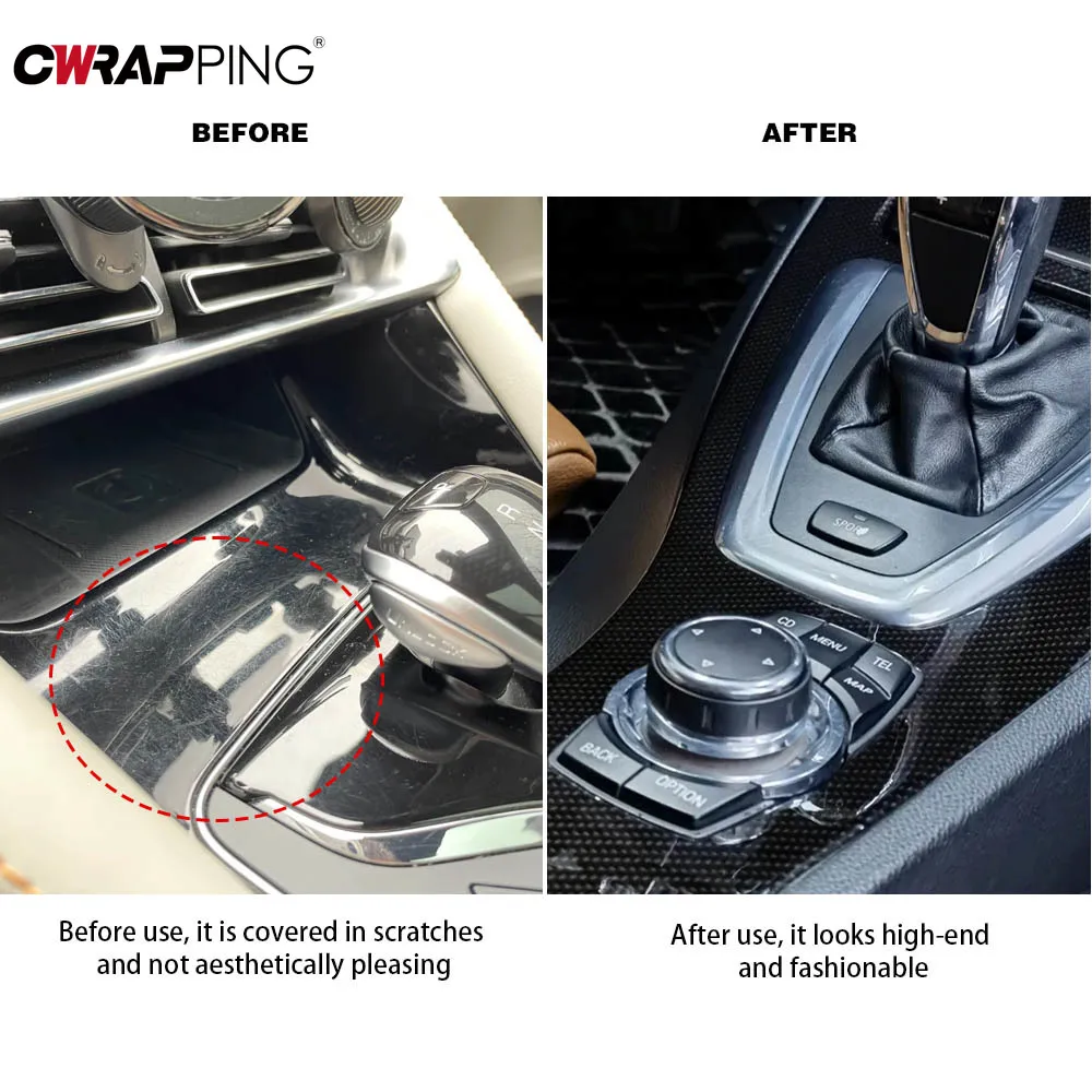 5D Glossy Carbon Fibre Vinyl Wrap Car Stickers Motorcycle Stickers Waterproof No Bubbles for Door Mirrors Pillars Car Interior