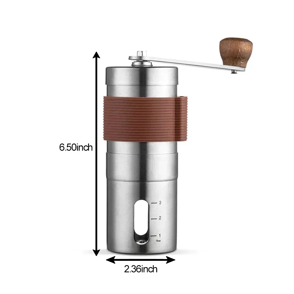 Coffee Machine Hand-cranked Stainless Steel Manual Coffee Grinder Portable And Adjustable 6*6*16.5cm Anti-skid Coffee Parts