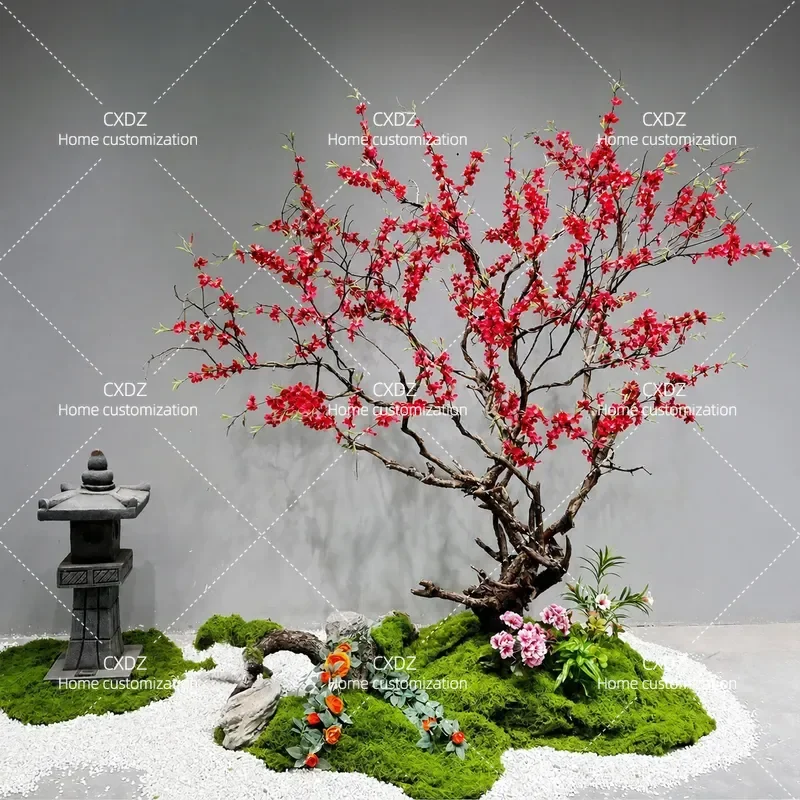 Simulation Plum Blossom Tree Bionic Red Fake Flowers New Year Wish Tree Mall Decoration Wall Hanging Window Ornament