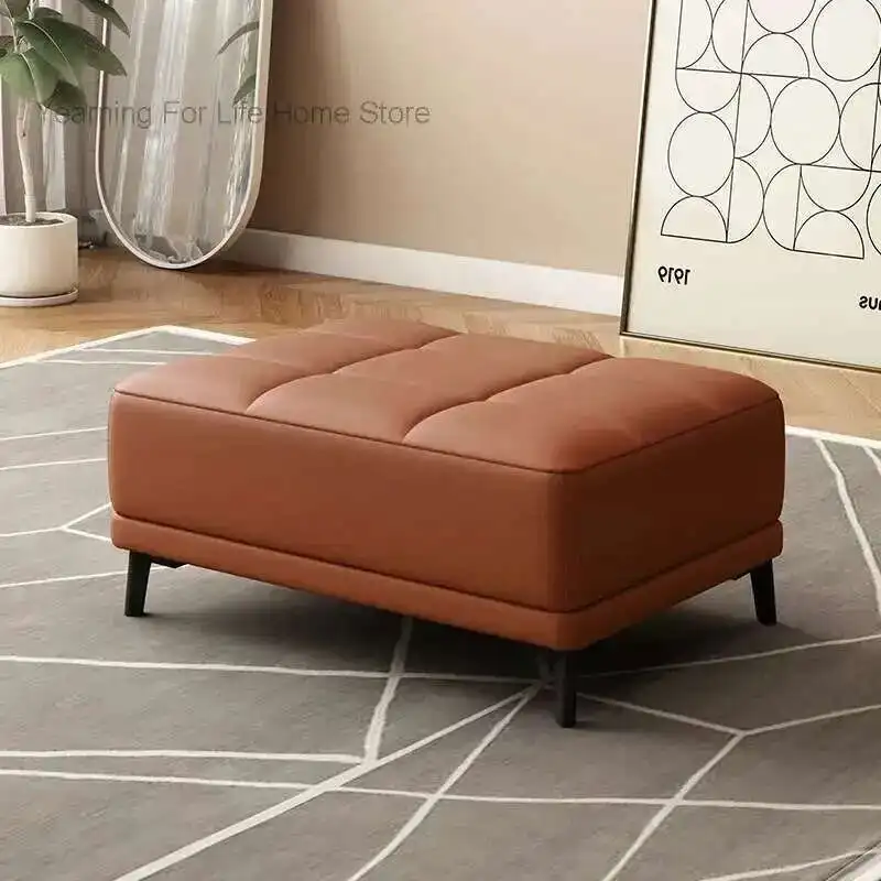 

Luxury Leather Living Room Sofa Footrest Nordic Hall Hallway Shoe Changing Stool Soft Stool Balcony Leisure Bedroom Furniture