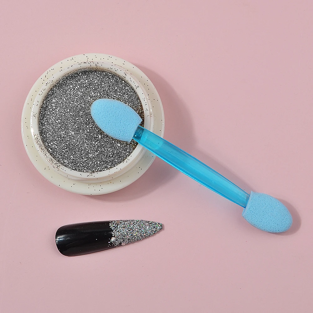20Pcs/Lot Nail Powder Brushes Sponge Glitter Picking Disposable Double Sided Eyeshadow Applicators Brush nail accessories