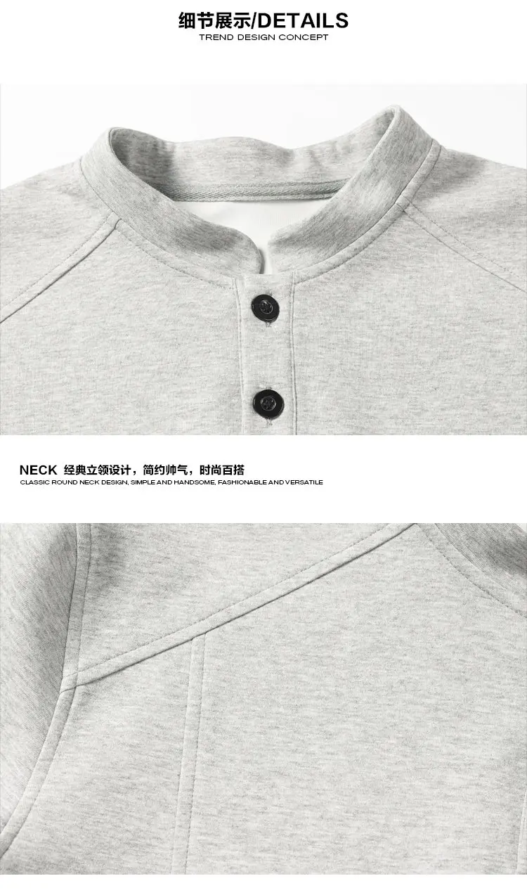 Lässiges Henley-Oberteil mit langen Ärmeln für Herren, halbe Knopfleiste, Raglanärmel, weicher Stoff, Basic-Kleidungsstück für den täglichen Arbeitsweg. – Detail 9