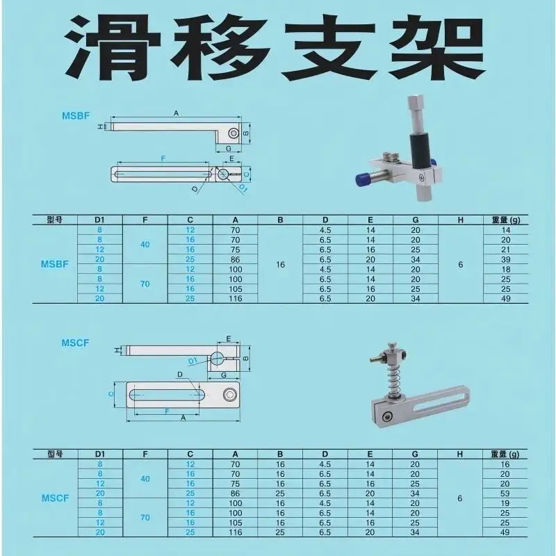 1pcs Sliding Cylindrical Front MSBF Side Hole MSCF Pillar Fixing Clamp Fixture Bracket cnc parts for machine shf