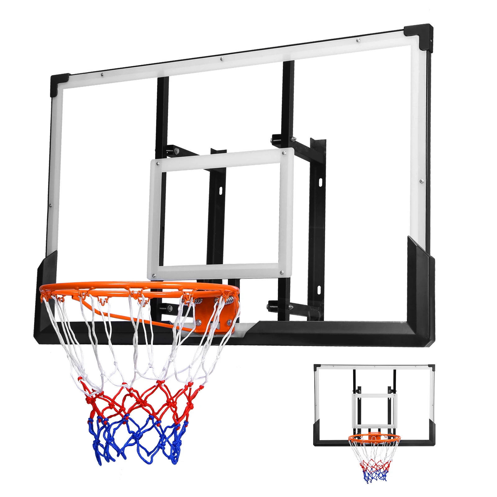

47-Inch Wall Mounted Backboard and Rim Combo Indoor / Outdoor Basketball Hoop for Garage Indoor & Outdoor Use
