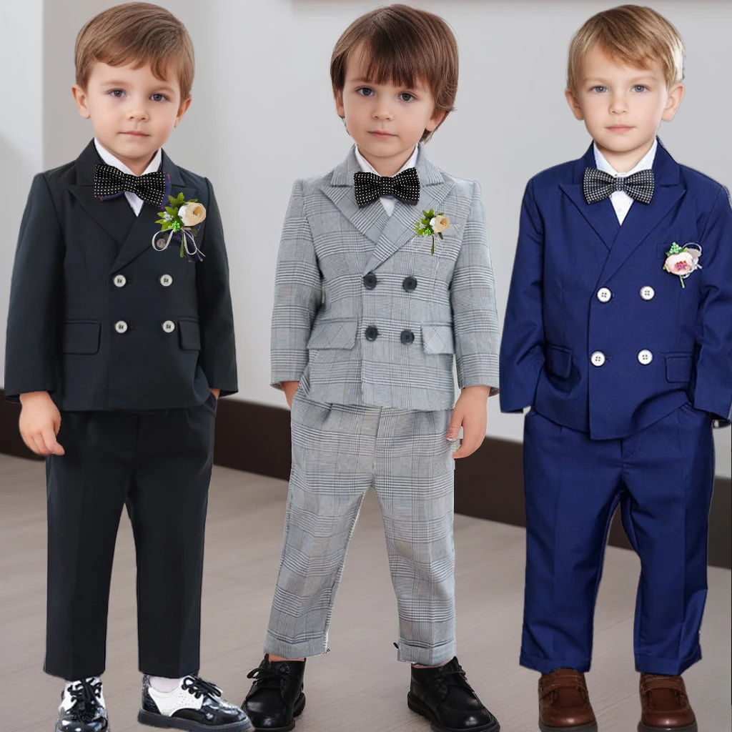 Spring Boys Suit Set Stylish Flower Child Wedding Outfit Perfect for Piano Performances Formal Occasions Blazer Kids Clothes Set