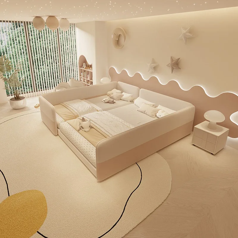 & Floor Guardrail Bedroom Beds Children Full Size 180x200cm Kids Room Bed Frames Family Adults Queen Luxury Fancy Home Furniture