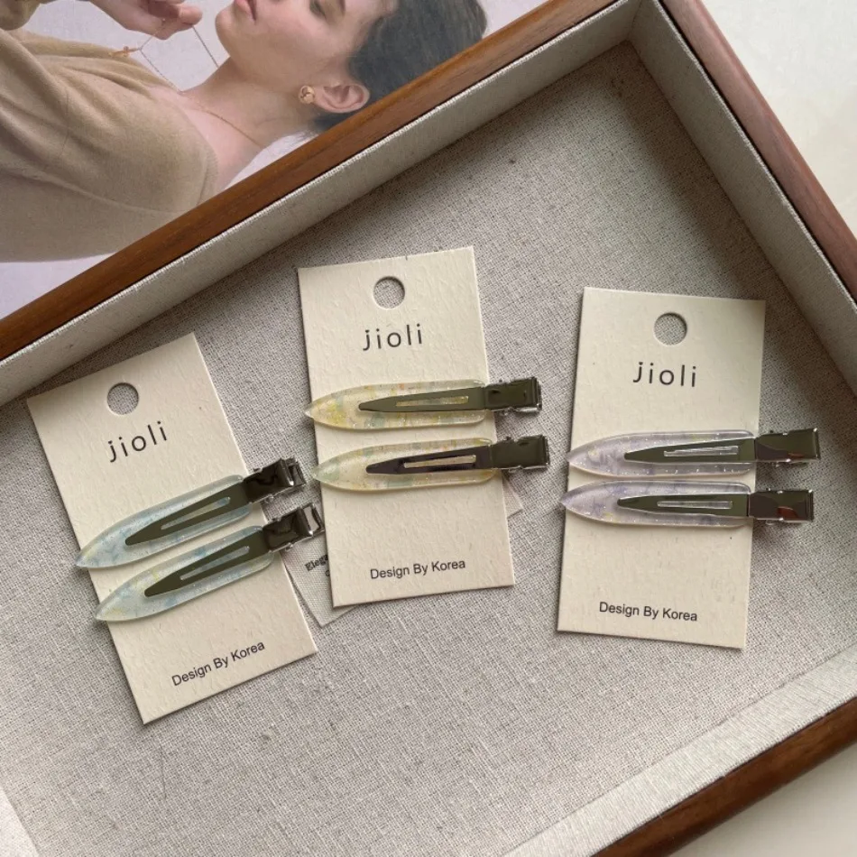 Korean Ink Stone Pattern Seamless Hairpin Hair Makeup Clip Bangs Clip Pair Duck Bill Female Side Bangs Hairpin Barrettes ZX07