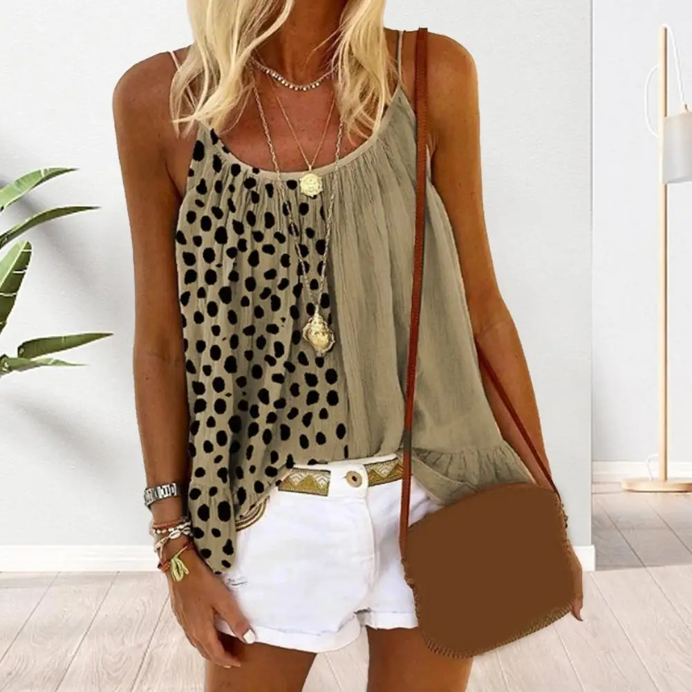 Sling Luipaardprint Top Luipaardprint Patchwork Sling Tops Zomer Streetwear Mode Voor Dames Losse Pasvorm Rekbaar Vest