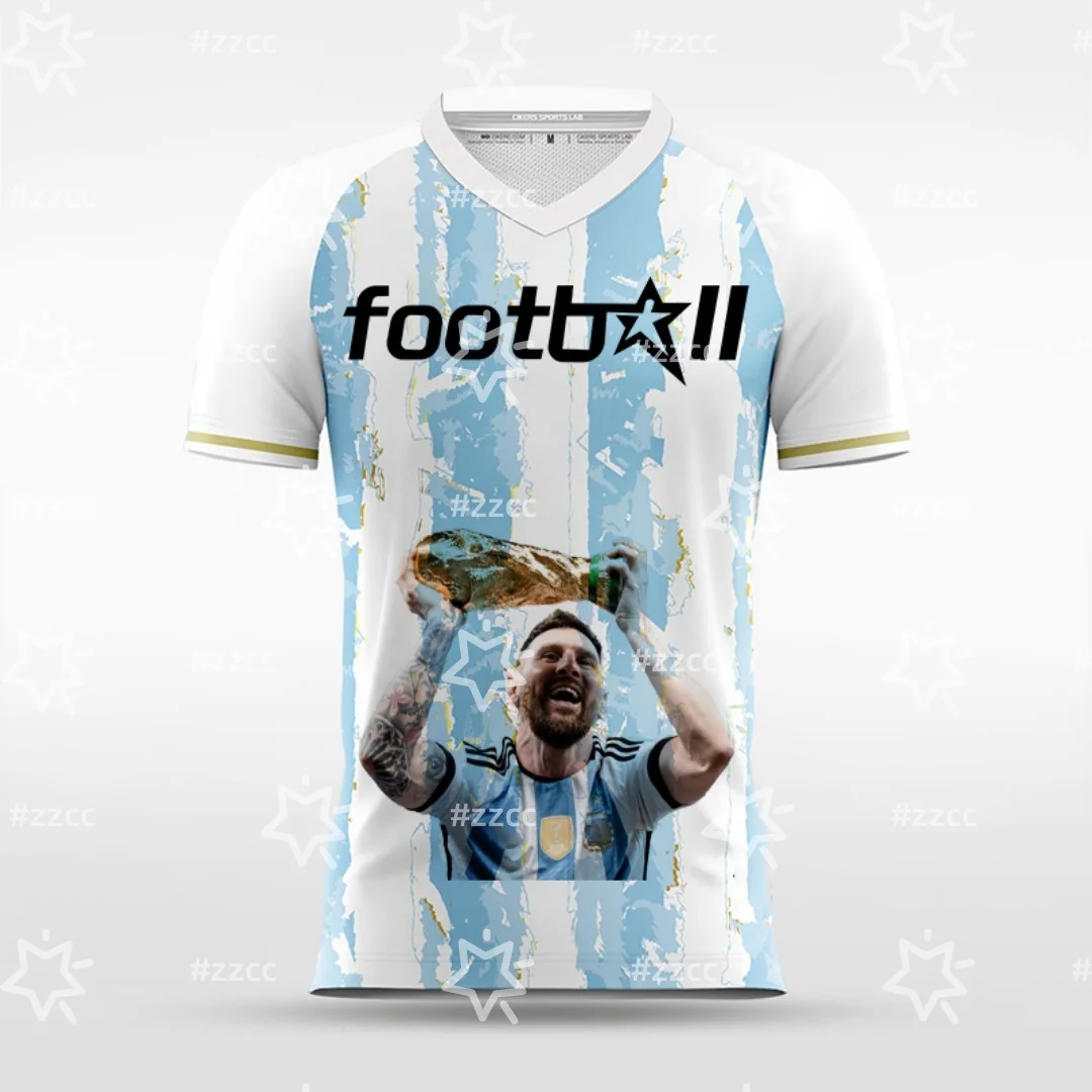 25-26 الأرجنتين ميسي مروحة تذكارية لكرة القدم جيرسي الخريف الرياضة الجافة بسرعة تي شيرت رجالي ملابس الأطفال المحملة Y2k امرأة #1