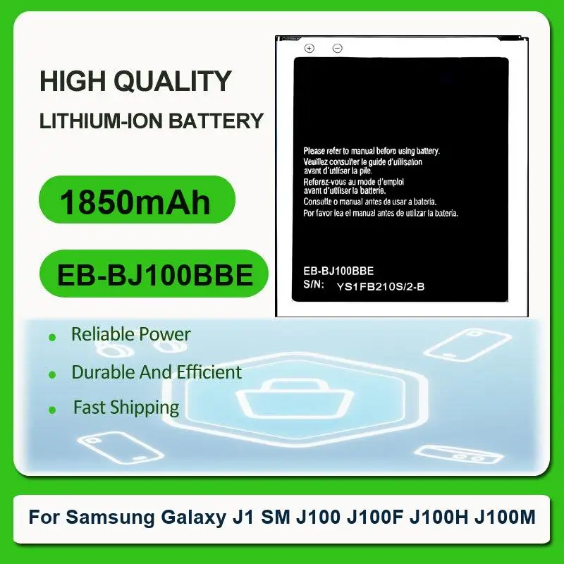 Replacement Mobile Phone Battery For Samsung Galaxy J1 SM J100 J100F J100H J100M EB BJ100BBE EB-BJ100BBE 1850mAh