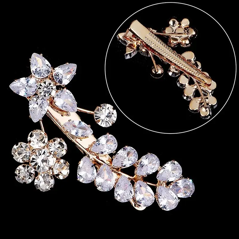 Zircon Hairpins Women Crystal Hair Ornaments Fashion Barrettes Hairwear Wedding Hair Clips Jewelry Accessories