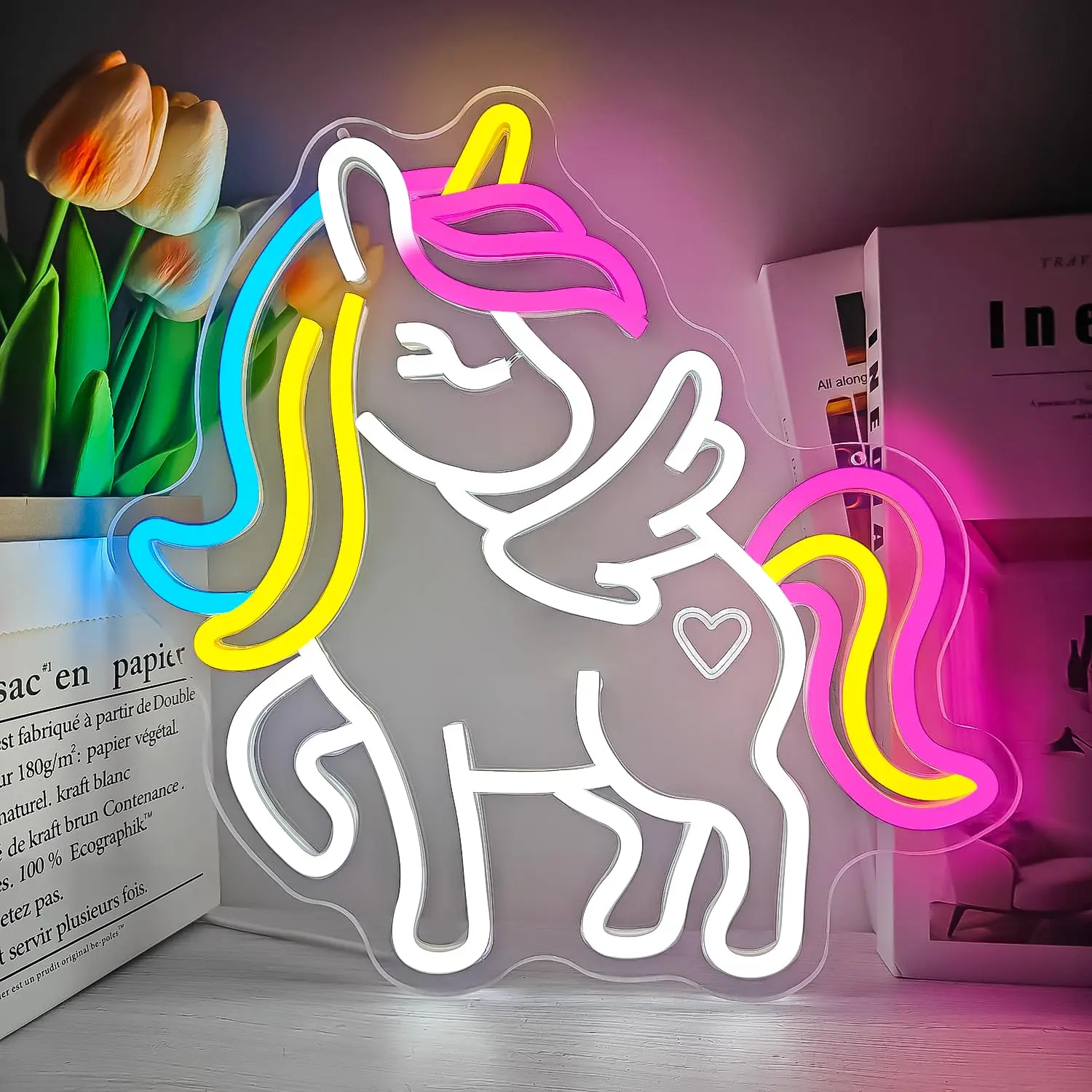 

Unicorn Neon Sign LED USB Wall Light for Kids Room Bedroom & Nursery Decor