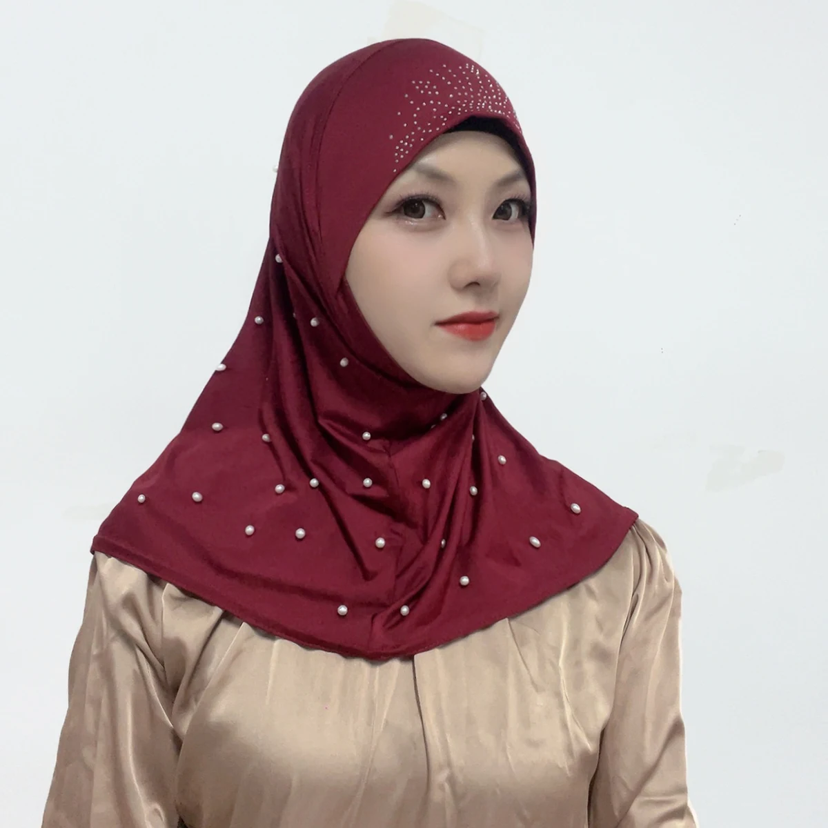 Nuevo Gorro Hijab con diamantes de imitación, cuentas elásticas, bufanda instantánea, diadema islámica, Jersey musulmán, cubierta Hijab, turbante