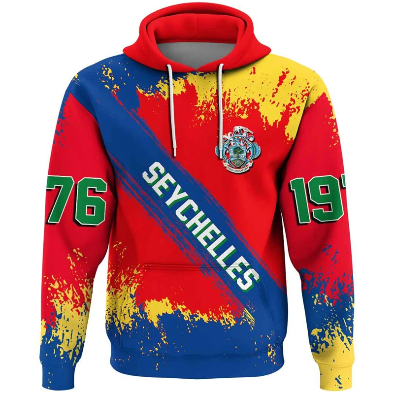 Africa Seychelles Map Flag 3D Printed Hoodies For Men Clothes Patriotic Tracksuit National Emblem Graphic Sweatshirts Male Tops