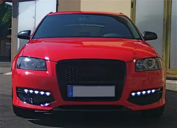 適用於 08-12 年奧迪 A3 8P S3 RS 款式亮黑色蜂窩網狀前保險桿格柵 6 最佳銷售 奧迪A3 8P格柵 - №1