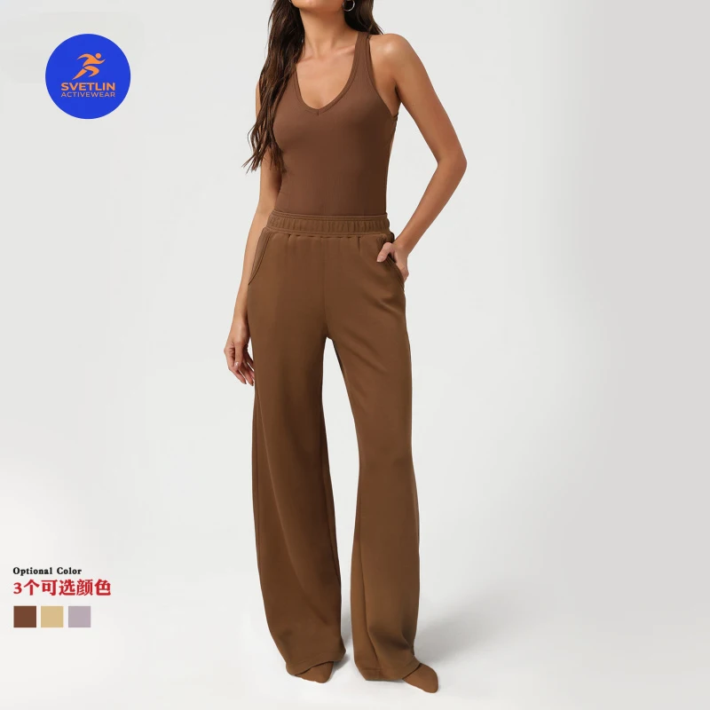 SVETLIN High Quality EU US Size Casual Romper Loose Wide-Leg Pants Women's Dance Training Sports Tight-Fitting Jumpsuit Set