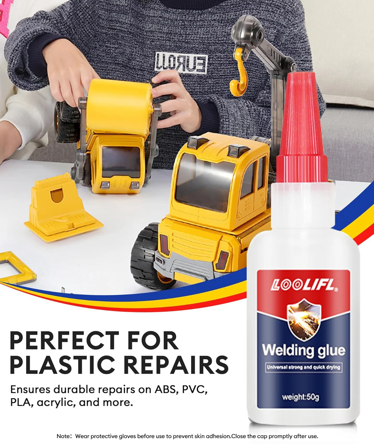 Super colle, séchage rapide instantané, colle de cyanoacrylate, plastique, jouets, ABS、PVC、PLA, adhésif fort avec conception anti-colmatage