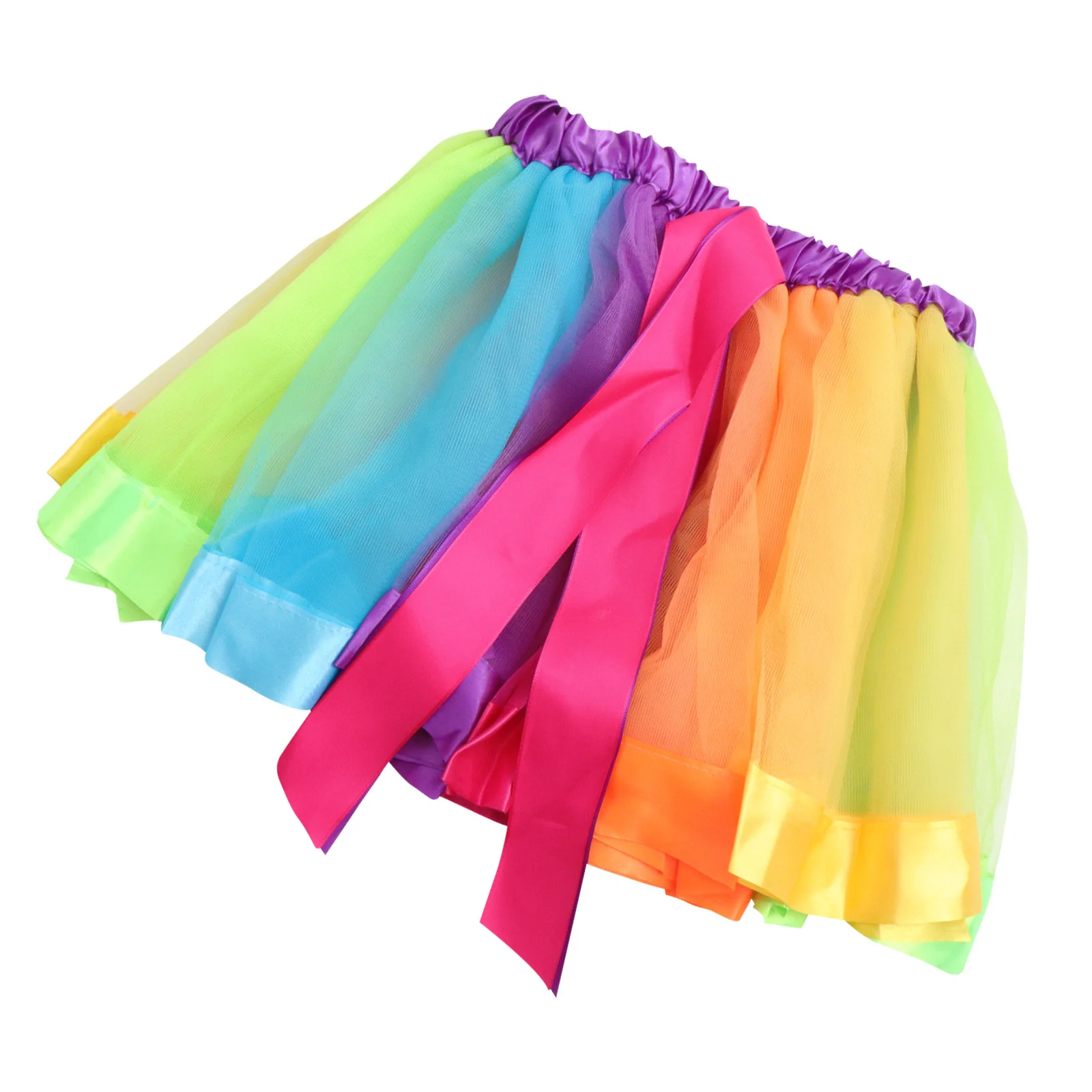 

Girls Rainbow Layered Tulle Skirt Bow Elastic Waist Ballet Dance Performance 4-6 Years Girls Skirts Toddler Tulle Skirt