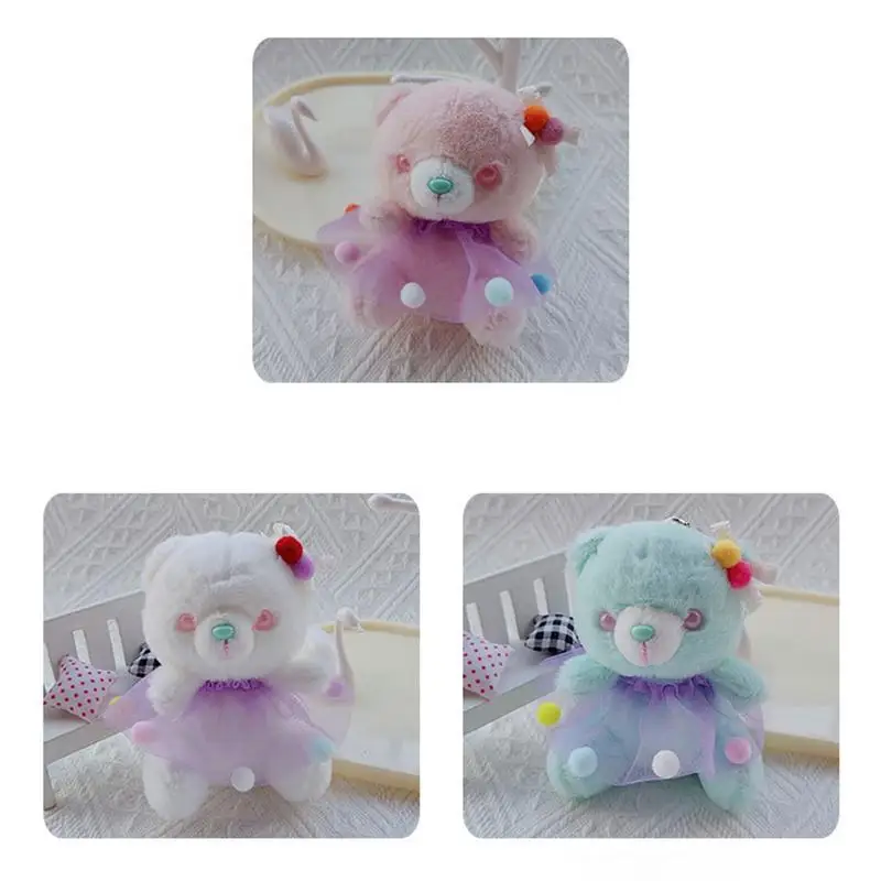 Peluche orso portachiavi 4.3 pollici orso peluche borsa ciondolo Mini peluche orso giocattolo per ragazze donne appendere ornamento zaino peloso