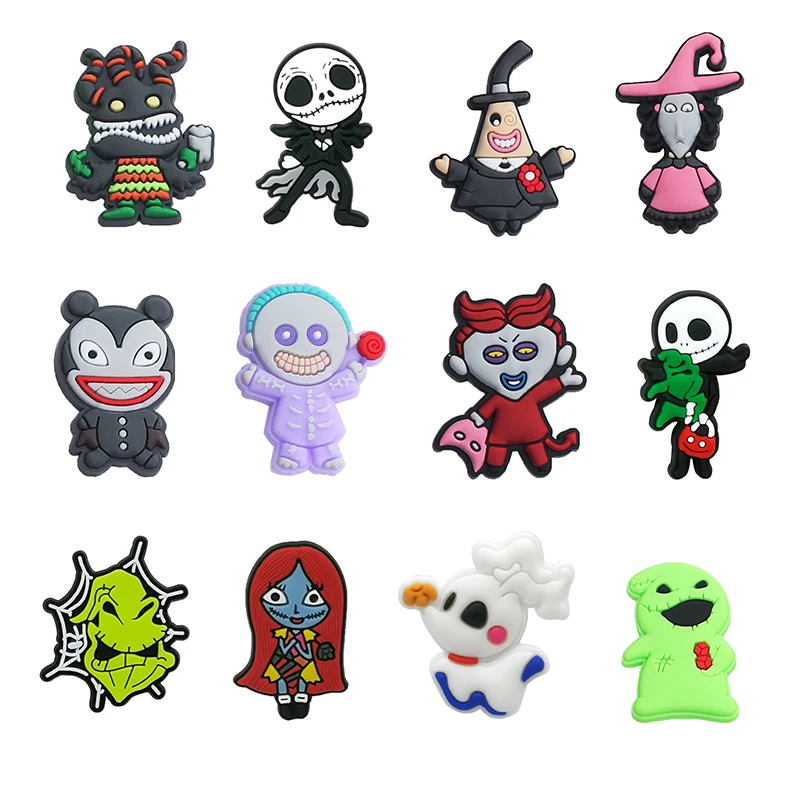 12-25 Stück Cartoon Schuh Charms Film Nightmare Before Christmas Schuhe Zubehör Dekoration Schädel Jack Shaped Clog Sandale Schnalle – Detail 7