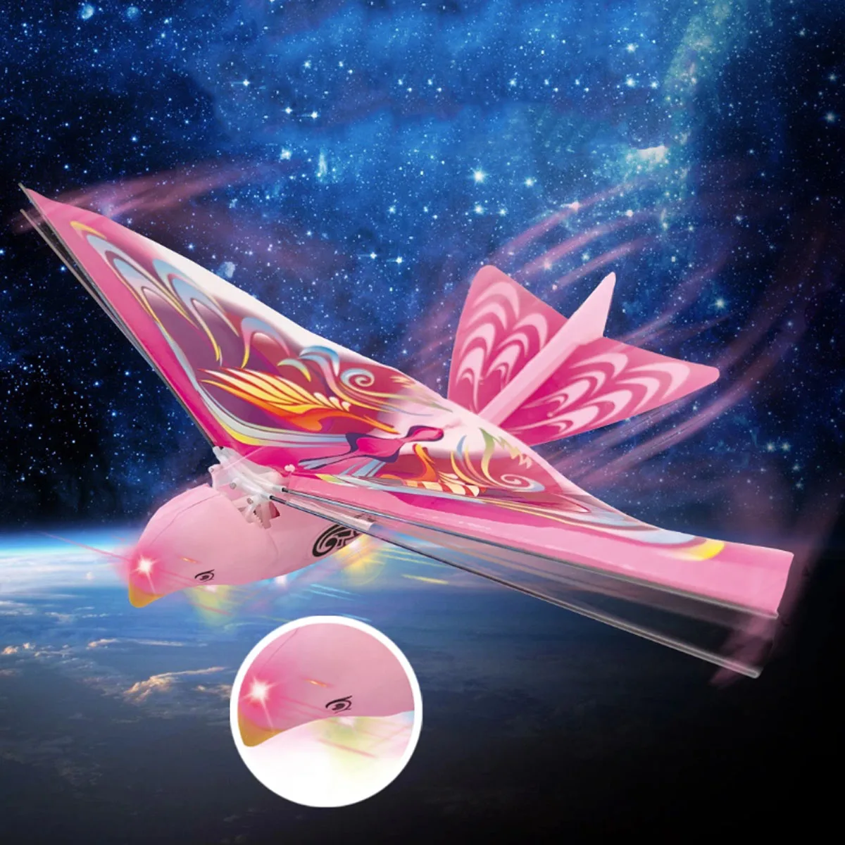 Simulazione di svolazzanti ad ala volante uccello Luban Space Bird lancio a mano uccello volante libero nuovo giocattolo elettrico luminoso unico