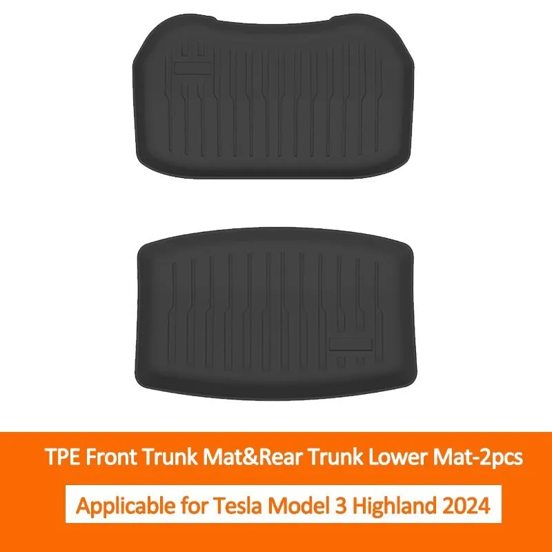 2024 Front Trunk Pad & Rear Lower TPE Trunk Mats For Tesla New Model 3 Highland 2024 Model 3 Auto Accessories