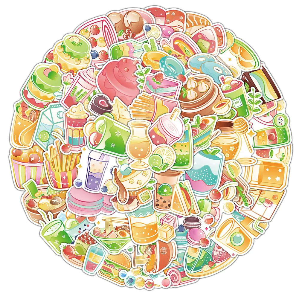 

10/30/50pcs Crystal Foods Cartoon Aesthetic Stickers Kawaii Girls Kids Decals Toys DIY Graffiti Fridge Luggage Cute Sticker Pack