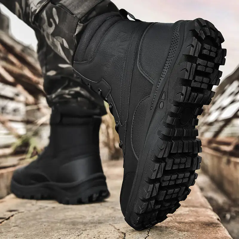 Brand Boots Men Three Colors Lace-up Ankle Boots Waterproof Non-slip Hiking Ankle Boots Wear-resistant Jungle Trekking Size39-47