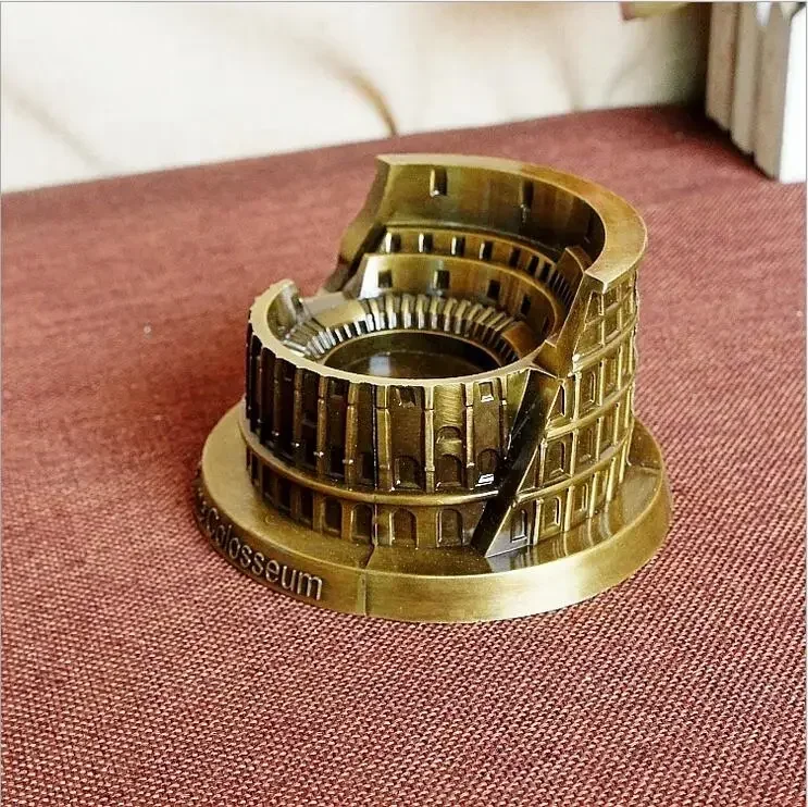 World Famous Landmark Building Italy Rome Colosseum Metal Bronze Model Crafts For Home Shop Decoration Tourist Souvenirs Gift