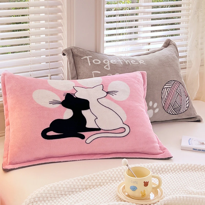 2PCS Microfiber Keep Warm Throw Pillow Case Winter Soft Euro Sham for Bed,Custom Size Cushion Cover Sofa Decoration Pillowcase