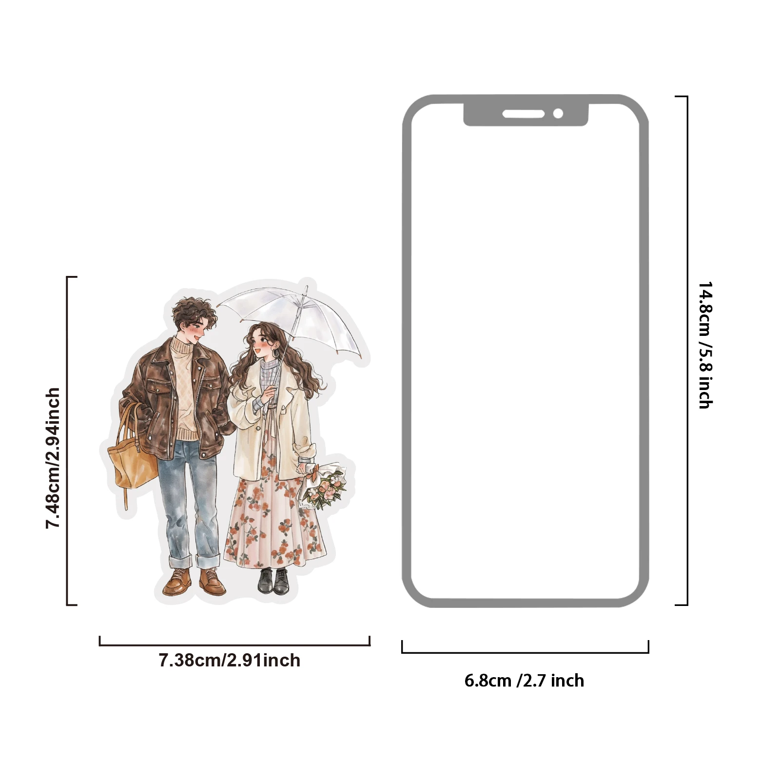 에토리 라이프 15개입 로맨틱 커플 데이트 스티커 야외 고백 장면 장식 스티커 노트북, 휴대폰 스티커, 사진 앨범, 방 장식, 스크랩북 용품, 어린이 선물 가방, DIY 공예품, 학교 용품, 발렌타인 데이 선물, 발렌타인 데이 스티커, 장난감 스티커