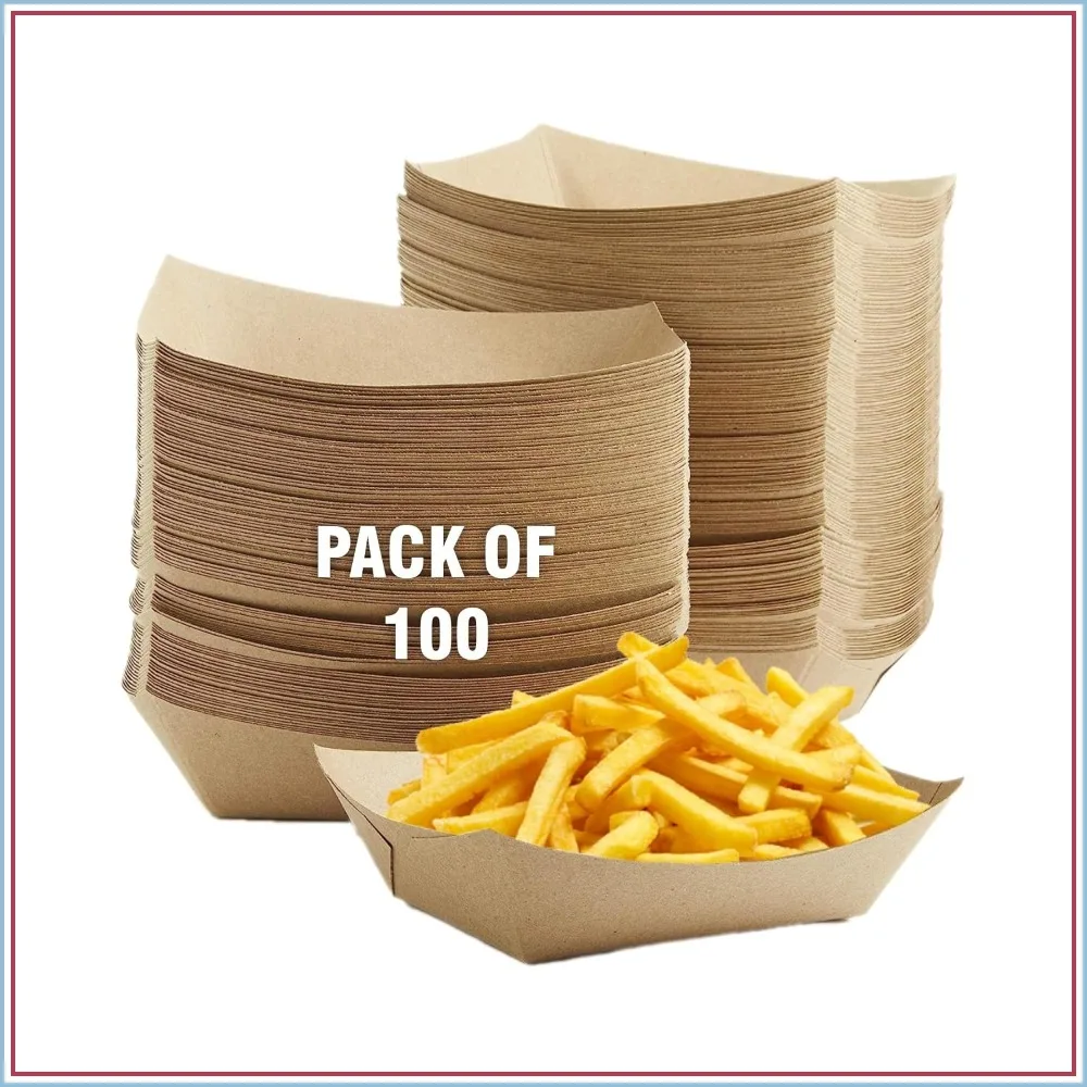Eco-Friendly Kraft Paper Food Trays, 100-Pack, 2lb Capacity — купить у AliExpress WW