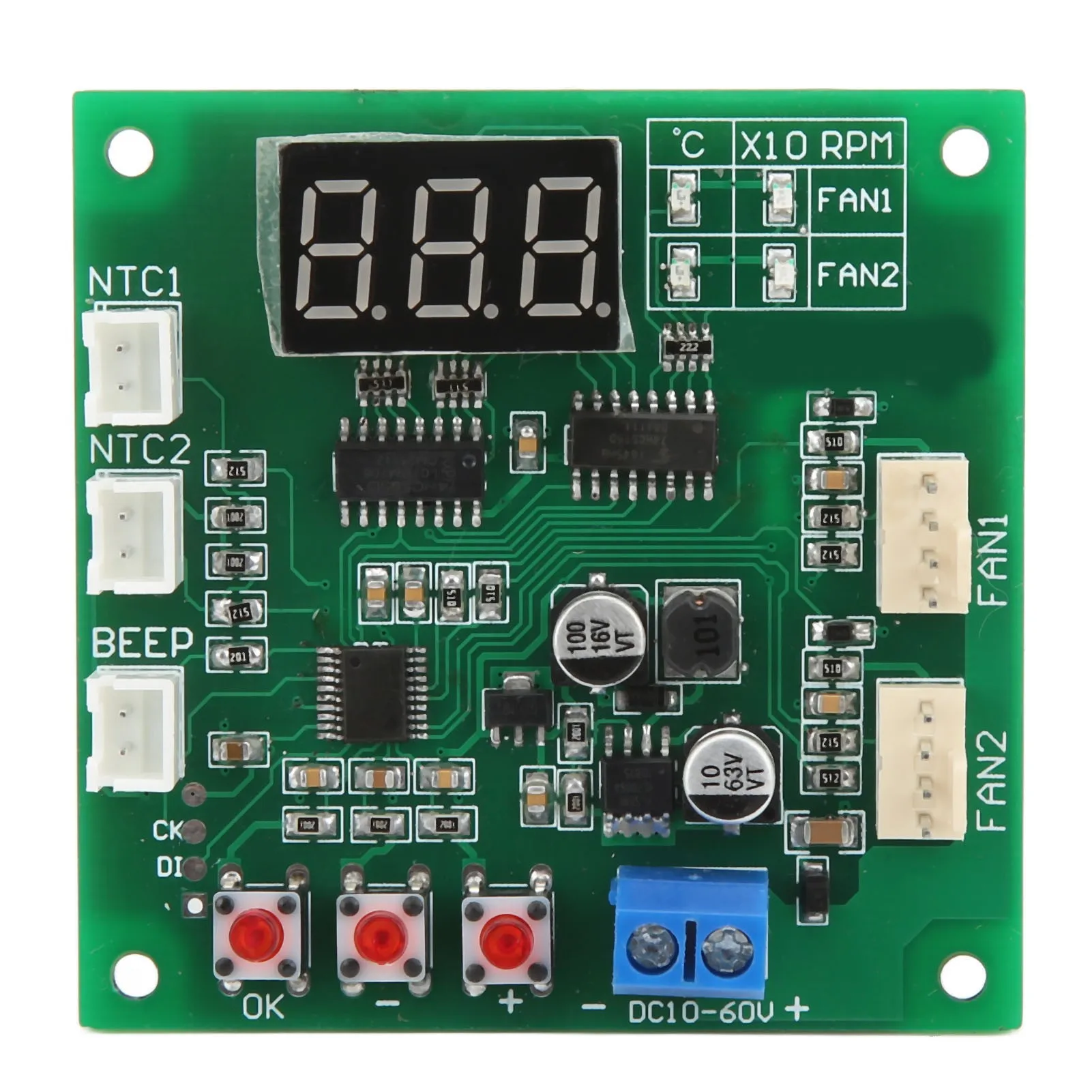 DC10‑60V 2 Channel 4 Wire Fan PWM Temperature Speed Controller Governor Module Internal Fans Components