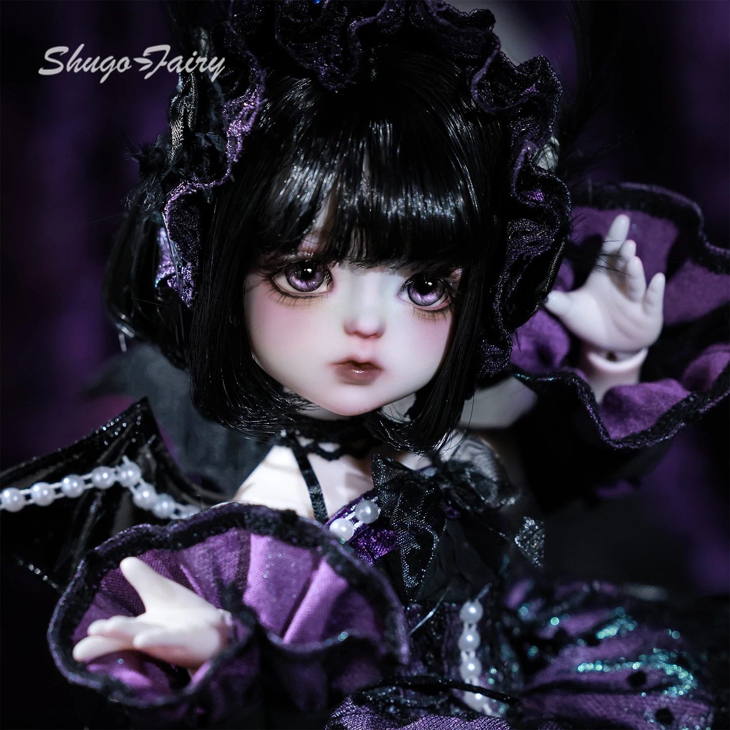 ShugaFairy 1/6 BJD Doll Edith Set Completo Nero e Viola Piccolo Demone con Articolazioni a Teschio e Vestito, Statuetta Anime in Resina di Alta Qualità