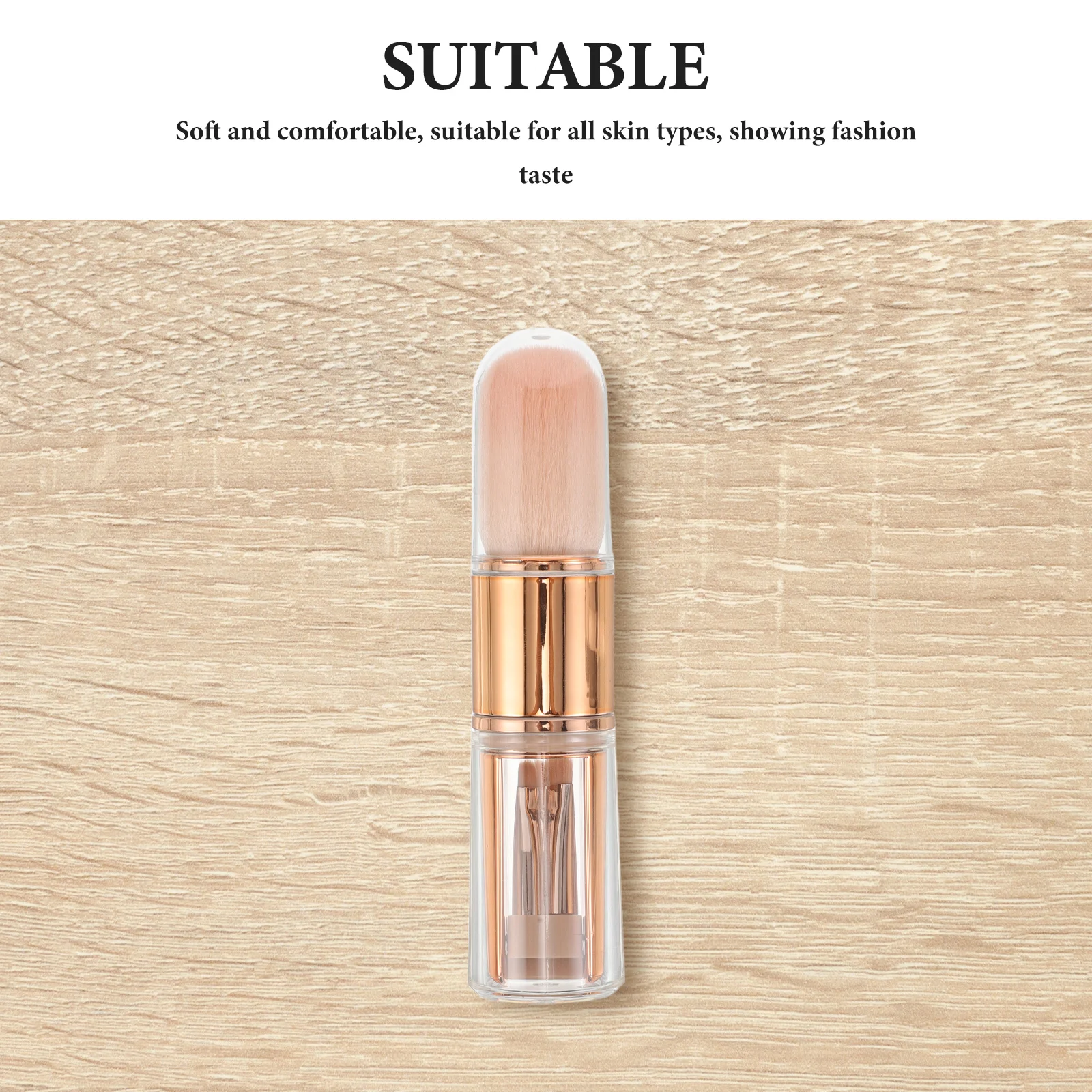 1Set Makeup Brush Set Portable 5-in-1 Retractable Multifunctional Blush Eyeshadow Silicone Head Travel Brush Makeup Tool Set
