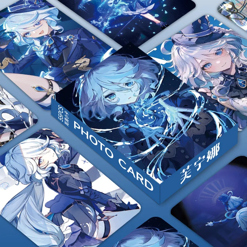 Premium Genshin Impact Furina 55Pcs LOMO Cards HD Print Collectible Anime Cartoon Trading Cards Photo Cards Room Decor Gift
