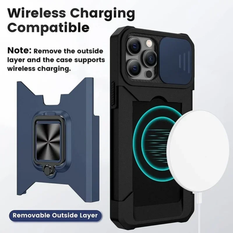 Case For iPhone 14 Pro Max Plus Card Window anti-fall mobile Phone Case iPhone 13 12 11 Pro Max 8 Plus ring protective Cover