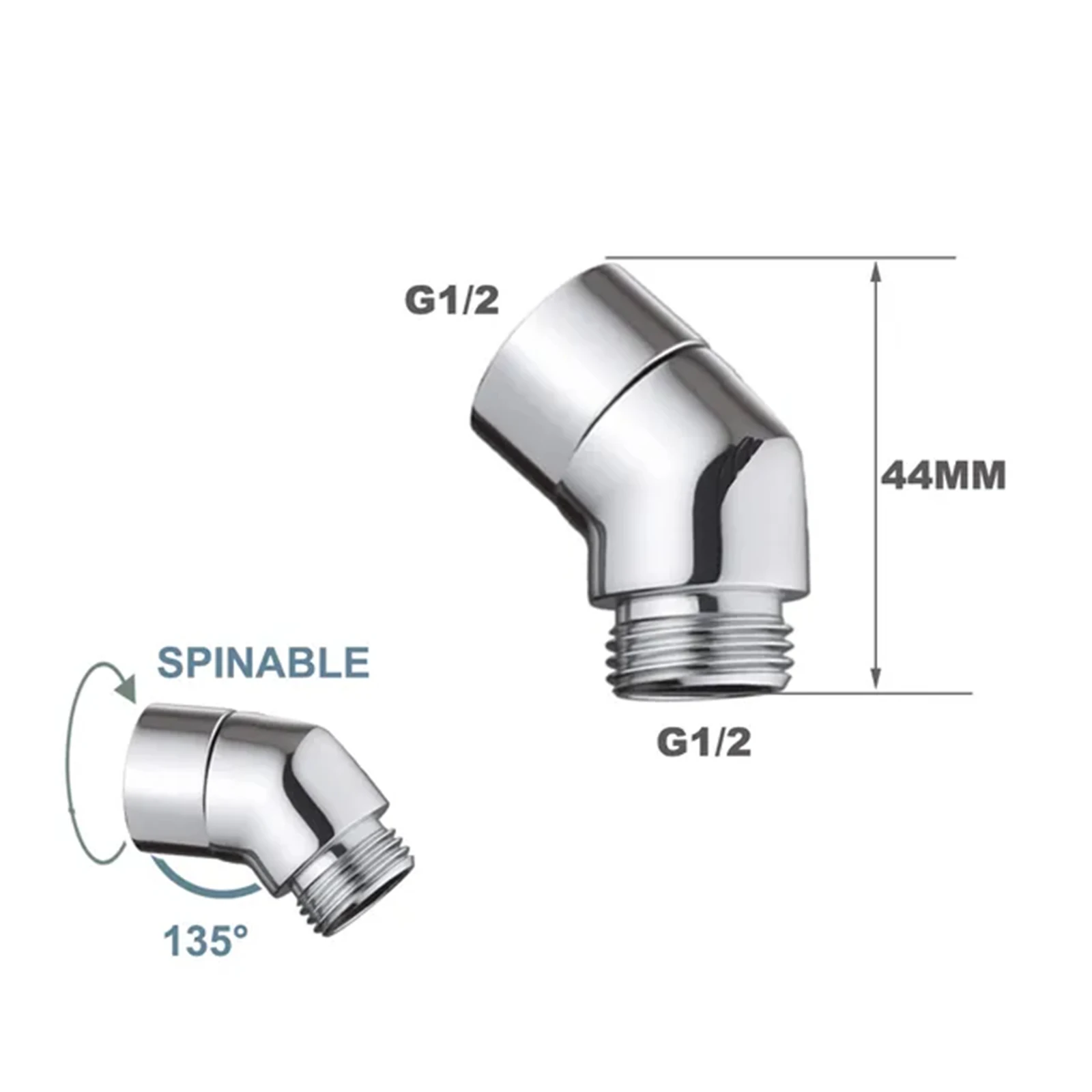 G1/2 Elbow Adapter Shower Head Female and Male Thread Rainfall Shower Handheld Shower Connector Angle 90°  130° 135° Accessory