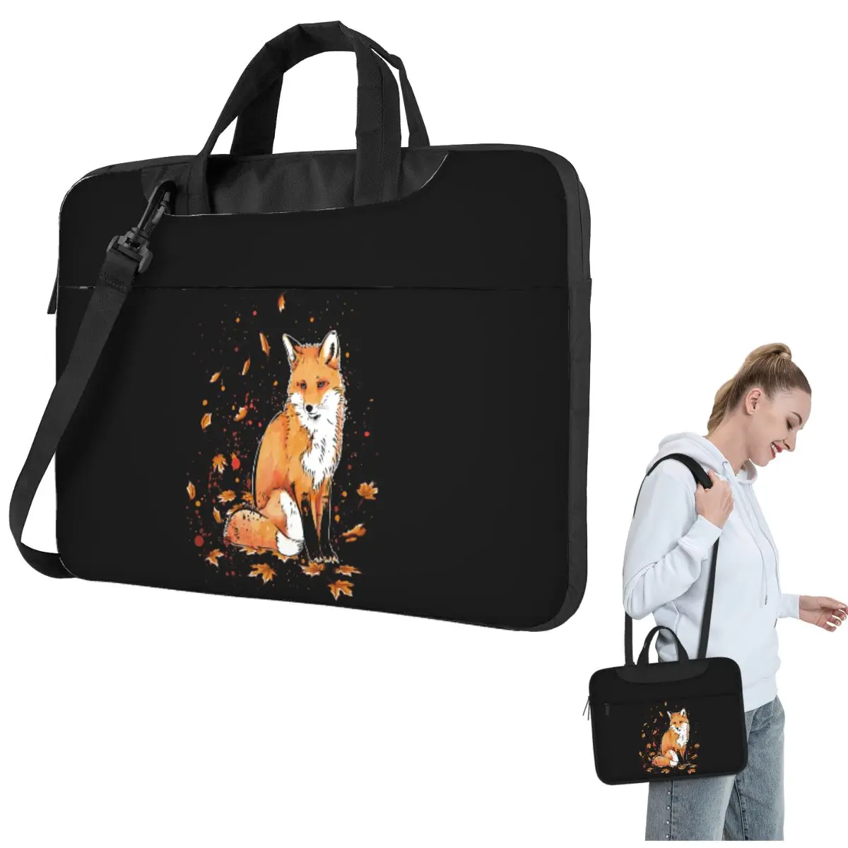 

Классическая сумка для ноутбука Fox In The Snow через плечо, сумка для компьютера, устойчивая защитная сумка для ноутбука для Macbook Pro