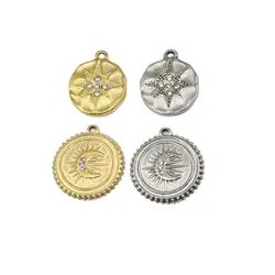 5pcs Stainless Steel Star Moon Stones Fashion Jewelry Charms Pendant DIY Handcraft Vacuum Plate Waterproof Antiallergic