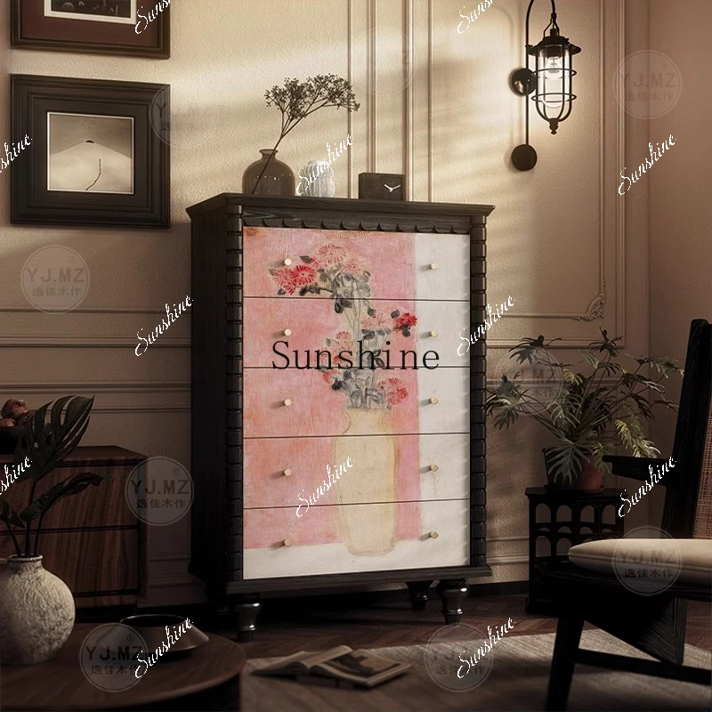 

Cream wind living room wall storage side cabinet small apartment storage cabinet FT