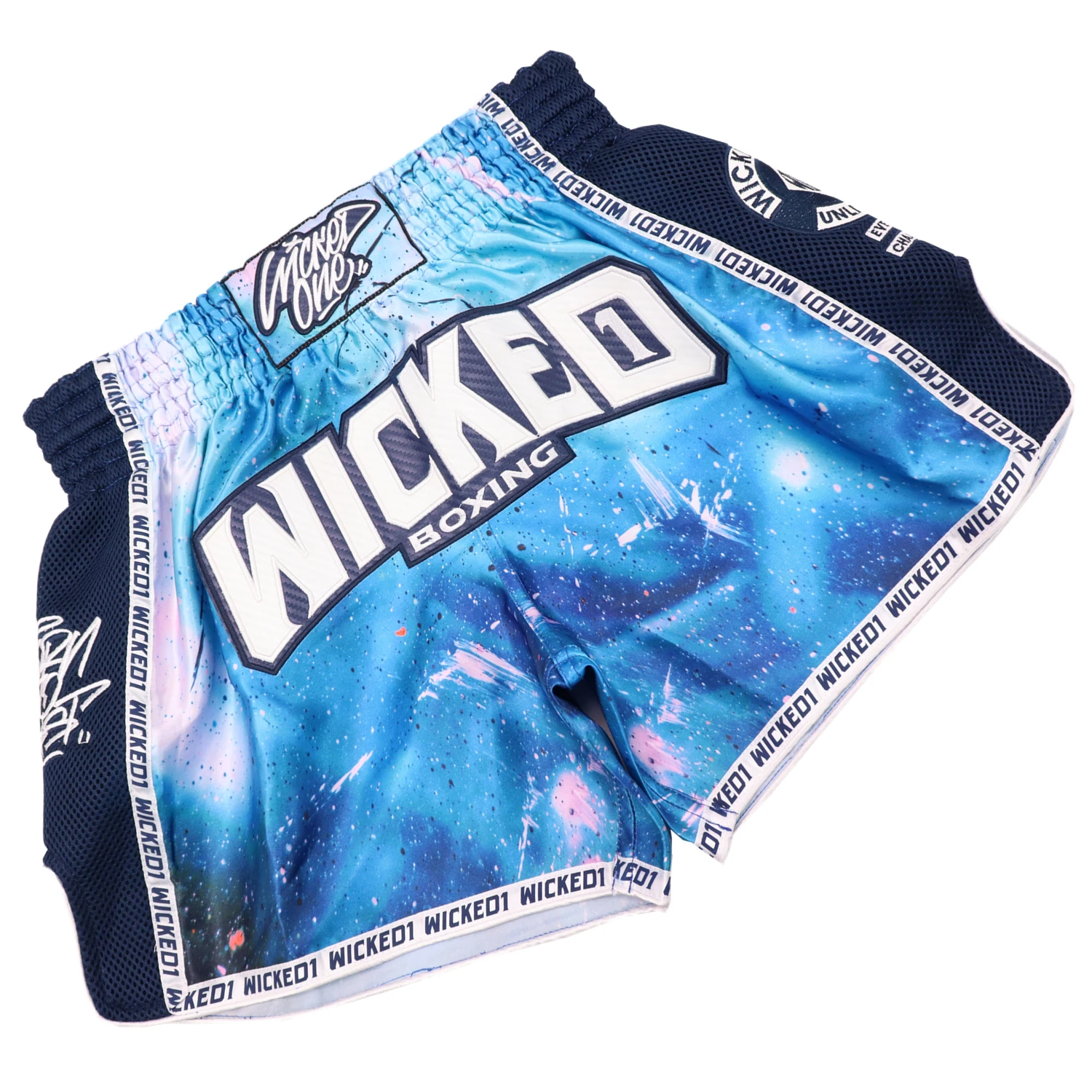 W07 event Sky blue Muay Thai boxing pants fighting shorts fitness Sanda training boxing suit Sanda