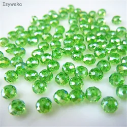 Isywaka Deep Green AB Color 3*4mm 125pcs Rondelle Austria faceted Crystal Glass Beads Loose Spacer Round Bead for Jewelry Making